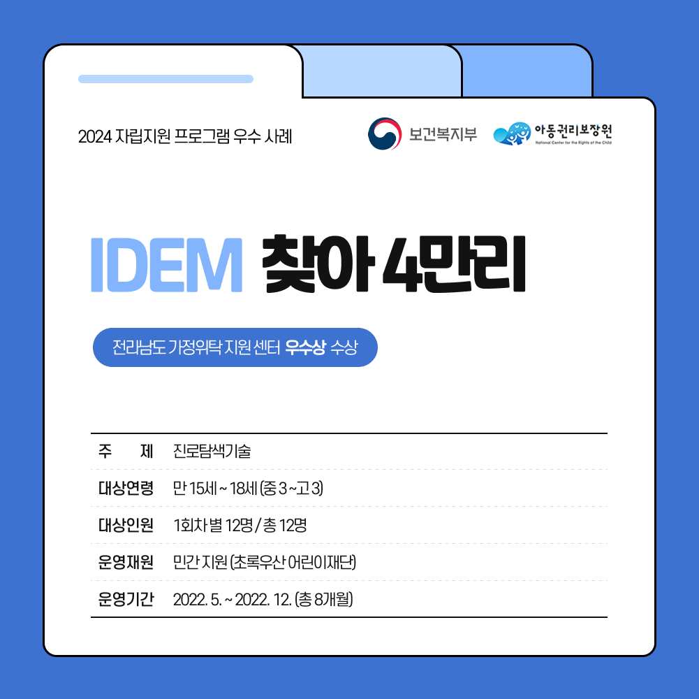 2024년 자립지원프로그램 우수사례 공모전 우수상